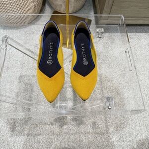 Rothys The Point Marigold Women Size 7.5 Yellow Knit Flats Washable Eco-Friendly